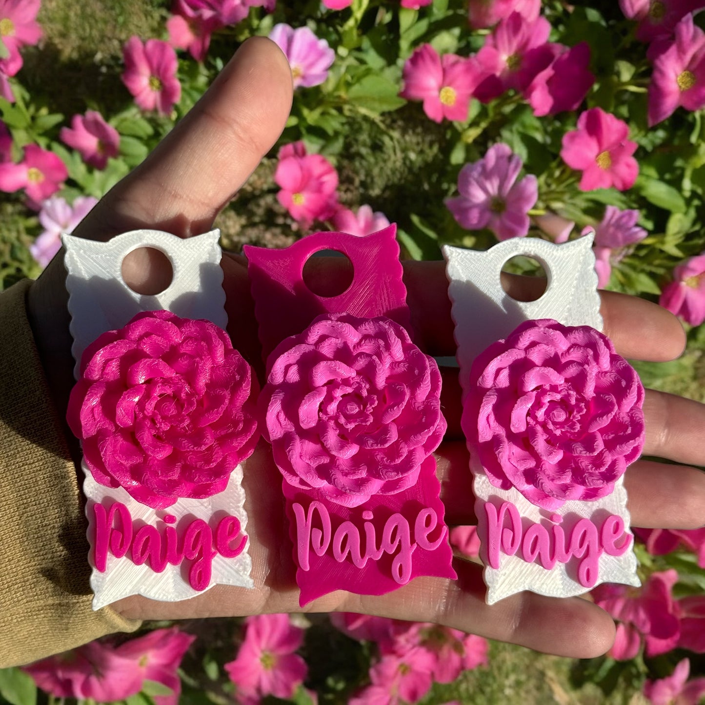 Fuschia Peony Flower Straw Topper