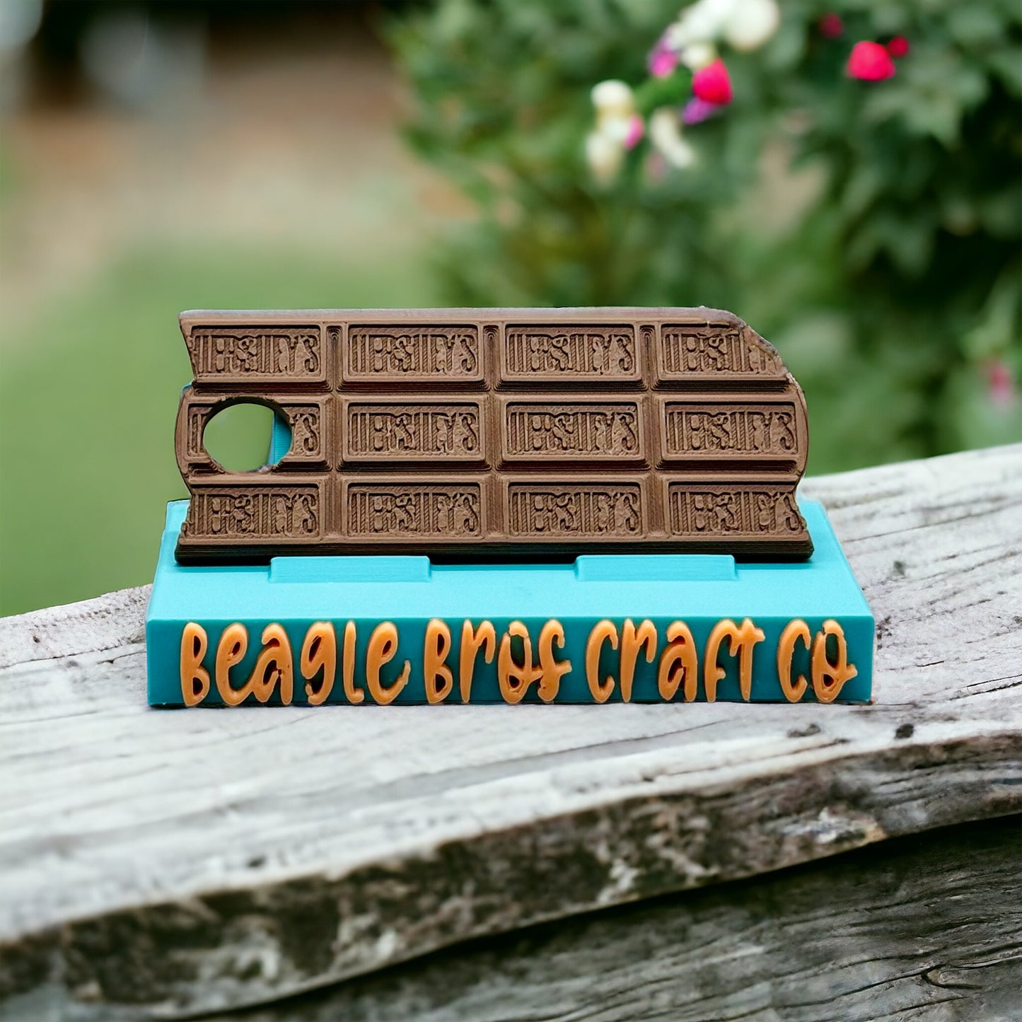 Chocolate Bar With Bite Lid Topper w/ Name